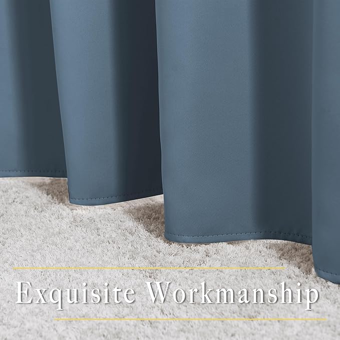 NICETOWN Smoky Blue Room Darkening Curtains for Living Room, Grommet 50% Blackout Thermal Insulated Window Treatment Sound Reducing Drapes for Bedroom/Kids Room, W66 x L66, 2 Panels