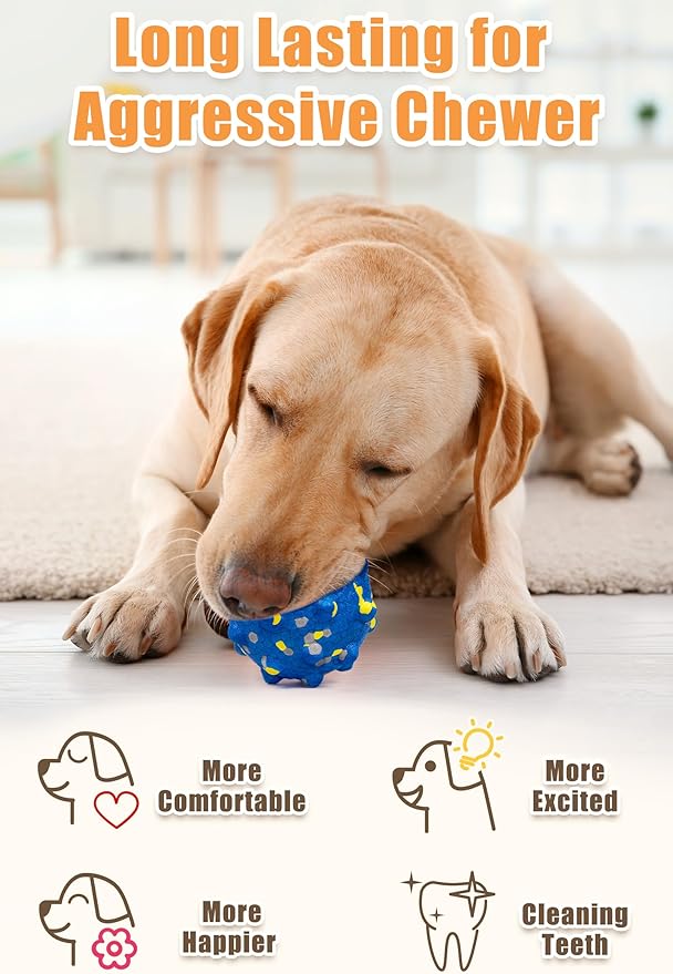 Dog Tennis Balls for Aggressive Chewers, Indestructible Durable Bouncy Interactive Toy for Dogs Fetch Game Lightweight Floating Outdoor Training(4Pcs Small)-Mewly Pet