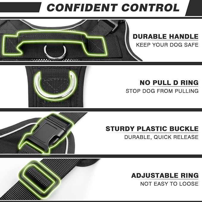 WINSEE Service Dog in Training Mesh Harness with 10 Pet Patches, Soft Air Mesh Breathable Tactical Dog Molle Vest, Reflective Military Pet Vest for Walking Hiking for Large Dogs-Mewly Pet