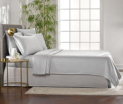 Queen Sheets by Pure Bamboo, Genuine 100% Organic Viscose Derived from Bamboo Bed Sheet Set, Luxuriously Soft & Cooling, Double Stitching, Lifetime Quality Promise (Queen, Silver Pearl)