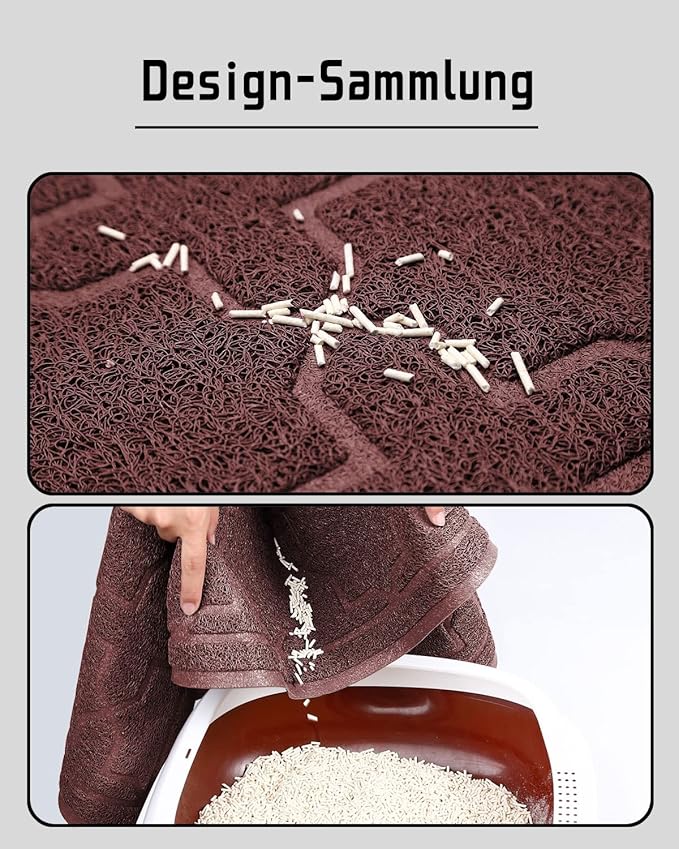 Yimobra Cat Litter Mat, 47"x36" Litter Box Mat with Litter Lock Mesh, Soft Cat Litter Mat Litter Trapping Mat, Easy to Clean, Non-Slip, Water Resistant, Litter Free Floors, Dark Coffee-Mewly Pet