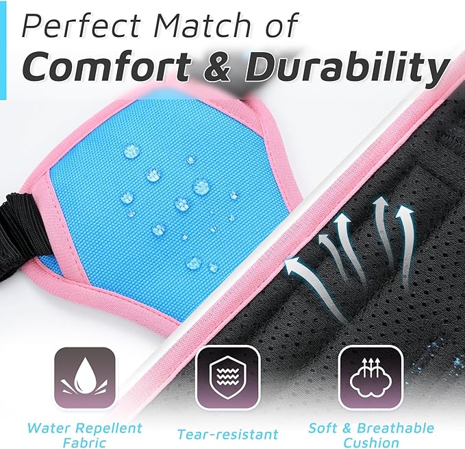 Eagloo Dog Harness Small Sized Dog, No Pull Service Vest with Reflective Strips and Control Handle, Adjustable and Comfortable for Walking, No Choke Pet Harness with 2 Metal Rings, Pink & Blue, S-Mewly Pet