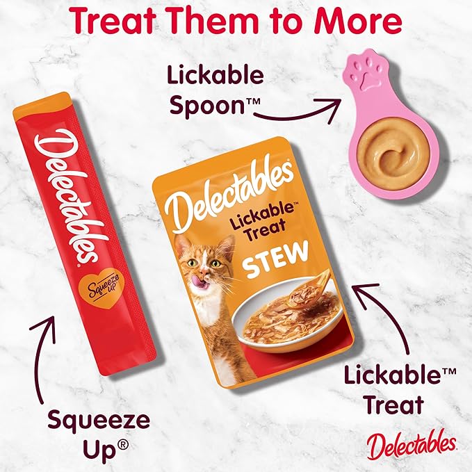 Hartz Delectables Squeeze Up Interactive Lickable Wet Cat Treats for Adult & Senior Cats, Senior Chicken, 32 Count-Mewly Pet