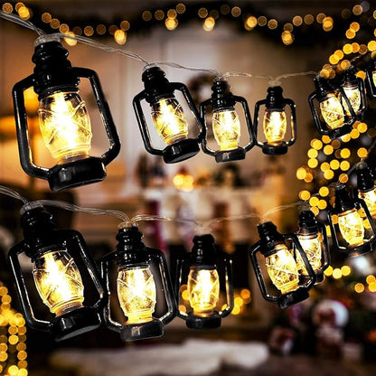 AceList Camping Lantern String Light 30 LED Camping Lights Battery and USB Operated, Happy Camper Mini Kerosene Lamp Perfect for Camping Decorations, Party, Classroom, Christmas and Travel