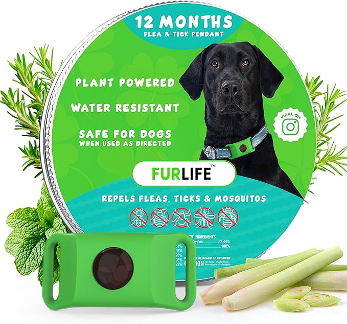 FurLife Green Dog Tag, Flea and Tick Prevention for Dogs - Waterproof Pendant for Collar, Safe for All Breeds-Mewly Pet