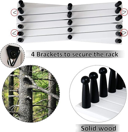 WEBI Accordion Wall Hanger,Expandable Wooden Hat Rack for Wall Mounted Coat Rack,Accordion Hat Hooks Holder for Baseball Caps,17 Peg Hooks,Black on White
