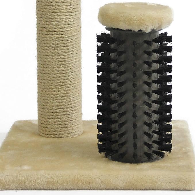 Amazon Basics Cat Scratcher - Indoor Classic Single Cat & Kittens Scratching Post with Brush, Small (16.5" H) - Beige-Mewly Pet