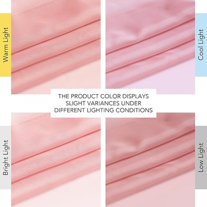 NICETOWN Baby Pink Sheer Curtains 96 Inches Long, Grommet Airy & Lightweight Window Treatments Translucent Elegant Drapes for Living Room/Bedroom, W54 x L96, 2 Panels