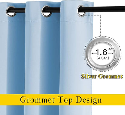NICETOWN Blackout Window Curtains 72 inches Long, Thermal Insulated Grommet Room Darkening Window Treatments for Bedroom/Living Room, Blue, Set of 2, W37 x L72