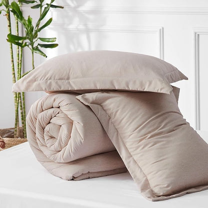 Bedsure Queen Comforter Set - Warm Taupe Soft Bedding for All Seasons, Cationic Dyed Bed Set, 3 Pieces, 1 Queen Size Comforter (90"x90") and 2 Pillow Shams (20"x26"+2")