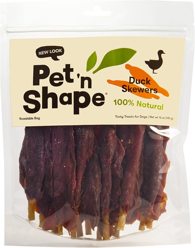 Pet 'n Shape Chik 'n Skewers – Duck Wrapped Rawhide Chew Dog Treats - 1 Pound-Mewly Pet