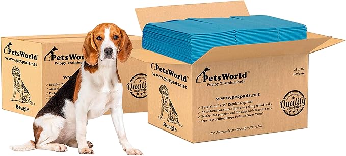 PETSWORLD Puppy Pads, 23x36 Inch, 600 Count - Puppy Pee Pads for Dogs, Tear Resistant, Economy Value, Super-Absorbent Polymer Gel Core, Perfect for Puppies, Smaller Dogs-Mewly Pet