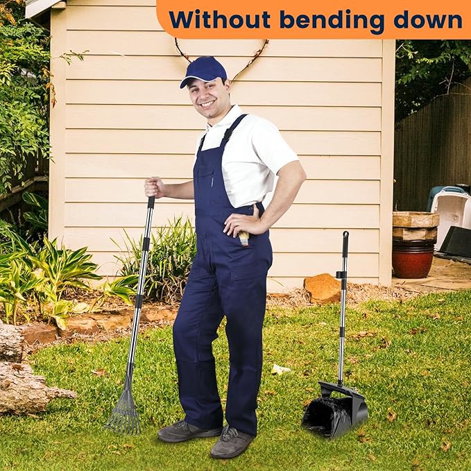 Pooper Scooper for Large Dogs Heavy Duty Swivel Bin & Rake with 20 Waste Bag for Large Medium Small Dogs, Easy to Clean Pet Waste Use on Grass, Dirt, Gravel or Flats-Mewly Pet