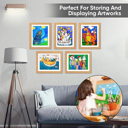 [3-Pack] Kids Artwork Frames Changeable - Front Opening Holds 150,Children Art Projects Kids Art Frames,10x12.5 Child Picture Frame for Display,With Storage(Wood)