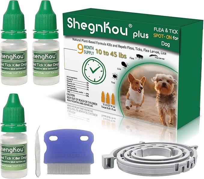 Natural Puppy Flea & Tick Treatment (4-44 lbs) | 9-Month Protection + Free Tools | Vet-Reviewed Formula-Mewly Pet