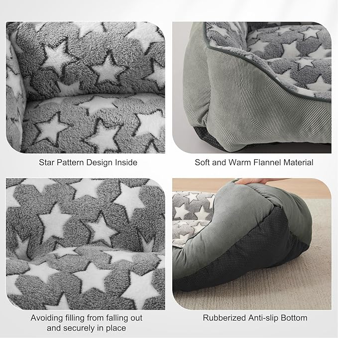 SIWA MARY Dog Bed Medium Size Dog,Waterproof Dog Sofa Beds,Comfort Dog Beds for Medium Dogs with Non-Slip Botttom,S Plus(25"x21"x8") Dark Grey-Mewly Pet