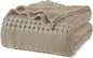 PHF 100% Cotton Waffle Weave Blanket Queen Size for Bed, Soft Lightweight & Breathable, All-Season Comfort, Luxury Aesthetic Woven Bedding for Home Decor, 90"x90", Taupe