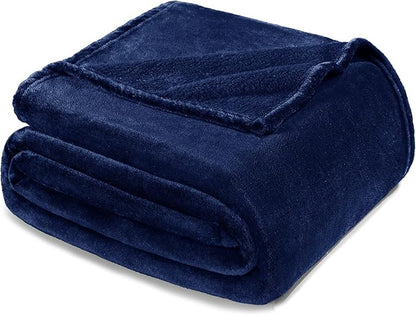 Exclusivo Mezcla Fleece Blanket Queen Size for Bed, Super Soft and Warm, All Season Use, Cozy, Plush, Lightweight, 90x90 Inches, Navy Blue