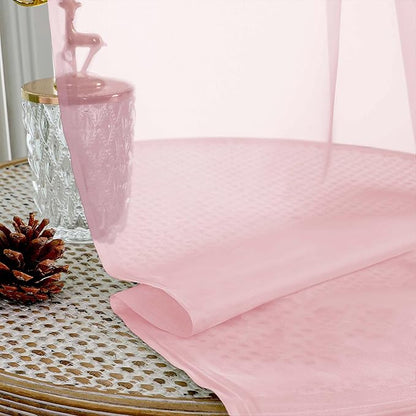OVZME Blush Pink Sheer Curtains 84 Inches Long 2 Panels Set, Light Filtering Sheer Curtains for Living Room Bedroom 59 Inch Extra Wide, Modern Voile Filmy Rod Pocket Window Drapes, 59Wx84L Inches