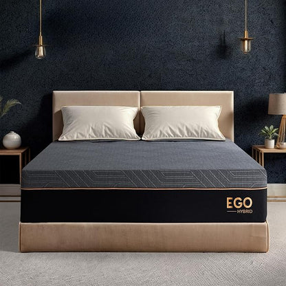 EGOHOME Hybrid King Mattress 12 Inch, Mattress with Cooling Cover, Comfort Foam & Pocket Spring Bed in a Box, Targeted Support Pressure Relief, CertiPUR-US Certified, Made in USA, 76x80x12 Black