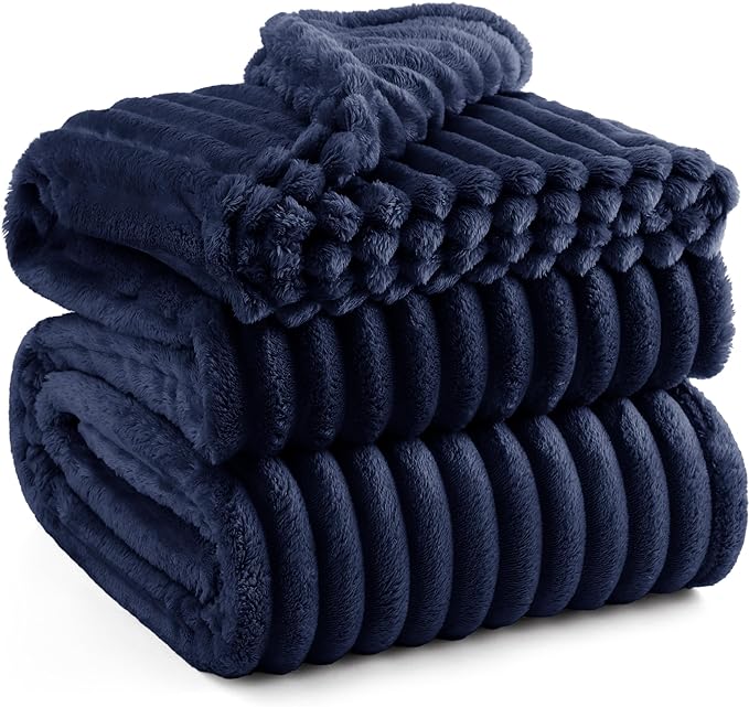 Bedsure GentleSoft Blue Fleece Blanket for Couch - Cozy Soft Blankets for Women, Cute Small Throws for Girls, 90x90 Inches