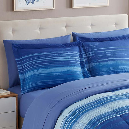 Sweet Home Collection 7 Piece Comforter Set Bag Solid Color All Season Soft Down Alternative Blanket & Luxurious Microfiber Bed Sheets, Siena, Full
