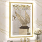 TETOTE Gold LED Bathroom Mirror with Lights 24x36 Frontlit & Backlit Vanity Framed Mirror Baroque Anti Fog Stepless Dimmable White/Warm/Natural,CRI90+,Waterproof,Wall Mounted(Horizontal/Vertical)