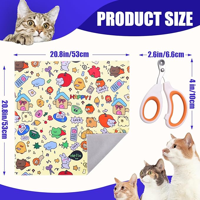 XANGNIER Cat Grooming Wrap with Cat Nail Clippers -Self-Adhesive Cat Swaddle for Nail Clipping, Anti-Scratch & Anti-Escape Cat Restraint for Calm, Safe & Easy Nail Trimming-Mewly Pet