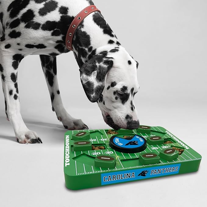 Pets First NFL Carolina Panthers Large Puzzle Toy, Interactive Treat Dispenser, Slow Feeding Toy for Dogs-Mewly Pet