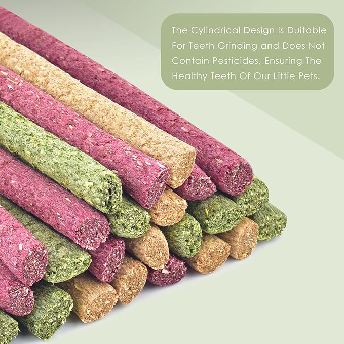 ERKOON Timothy Hay Sticks,Rabbit Chew Toys for Teeth Natural Molar Sticks Rabbits Treats for Bunnies, Chinchilla Guinea Pigs, Gerbil, Hamster (25 Pcs)-Mewly Pet