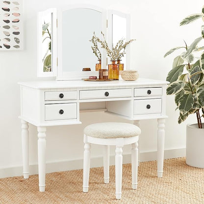 Bobkona St. Croix Collection Vanity Set with Stool, F4074, White