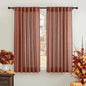 RYB HOME Natural Linen Blend Curtains for Kitchen Dining Room, Back Tab Boho Rustic Half Privacy Window Decor Semi Sheer for Bathroom Nursery, W 52 x L 72 inches, Terracotta, 2 Panels