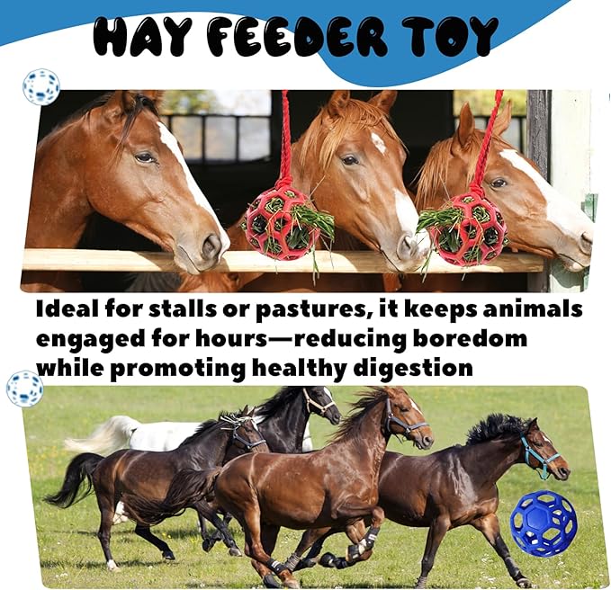 2 Pcs Novelty Hay Ball for Horses to Play with and Relieve Stress, Bright Color Hay Balls for Goats to Avoid Boredom-Mewly Pet