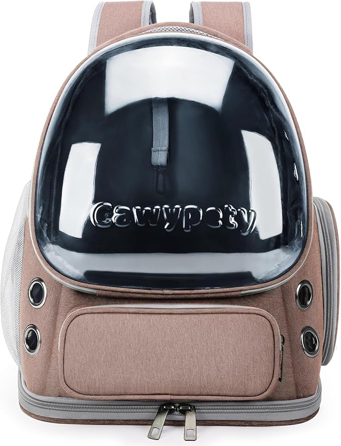 Cat Backpack Carrier, Breathable Cat Carrier Large Space Bubble Pet Backpack for Kitty Small Dog up to 15lbs, Transparent & Foldable Pet Carrier for Travel Hiking-Mewly Pet