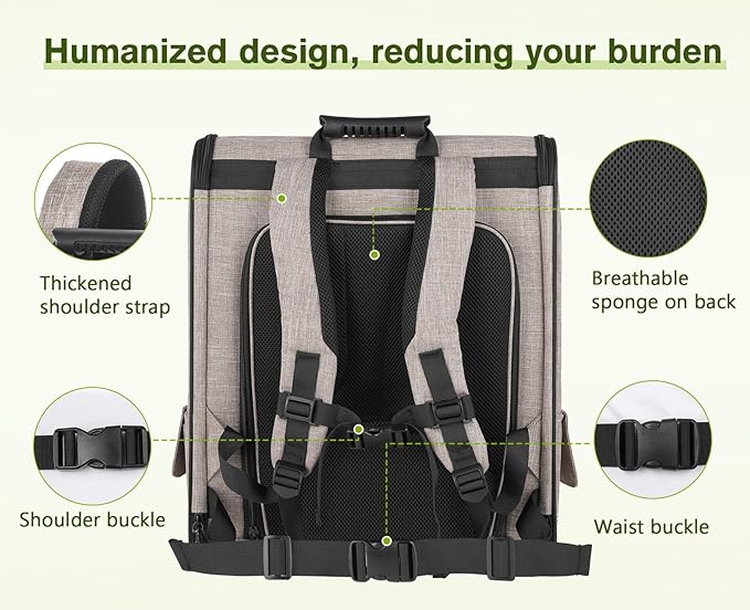Pecute Pet Carrier Backpack, Dog Carrier Backpack, Expandable with Breathable Mesh for Small Dogs Cats Puppies, Pet Backpack Bag for Hiking Travel Camping Outdoor Hold Pets Up to 17 Lbs-Mewly Pet