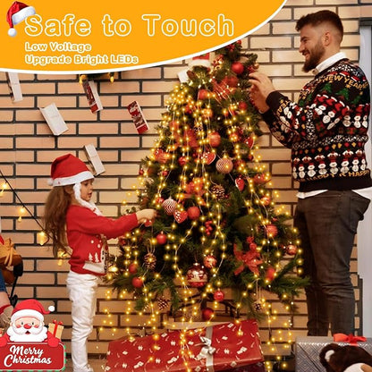 Decute 300Led 99FT Copper Wire Christmas Fairy String Lights Dimmable with Remote Control Starry Lights with UL Cerficated Decorative for Party Wedding Bedroom Yard Christmas Tree Warm White