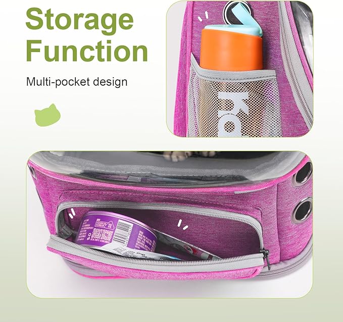 Expandable Cat Backpack,Cat Bubble Backpack Carrier for Carrying Cats, Pets and Small Dogs,Airline-Approved,Designed for Travel, Hiking, Walking,Car （Pink-Mewly Pet