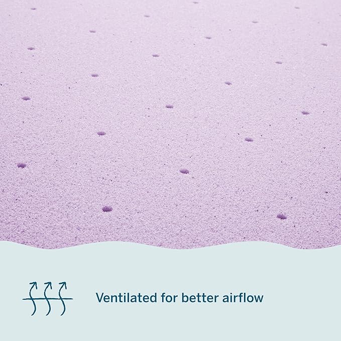 LUCID 2 Inch Lavender Infused Memory Foam Mattress Topper, Full Size – Ventilated Design – Pressure Relieving Bed Topper - Mattress Pad – CertiPur Certified