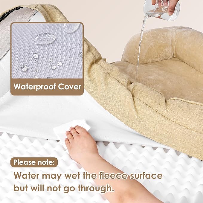 EHEYCIGA Orthopedic XL Dog Beds, Waterproof Memory Foam Dog Bed for Extra Large Dogs, Non-Slip Bottom and Egg-Crate Foam Big Pet Couch Bed with Washable Removable Cover, Graige-Mewly Pet