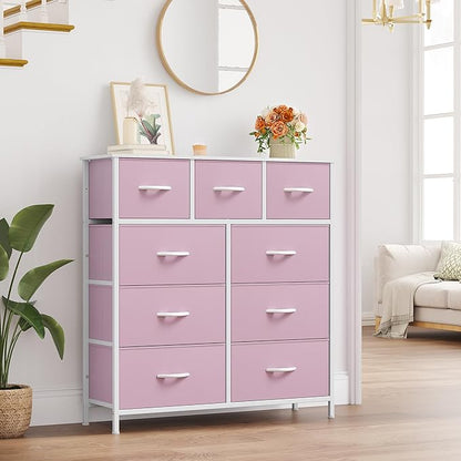 YITAHOME Dresser for Bedroom with 9 Drawers, Closet Dresser & Chest of Drawers for Living Room, Closets - Sturdy Steel Frame, Wooden Top & Easy Pull Fabric Bins
