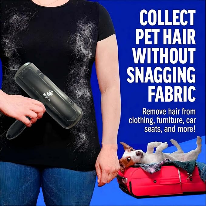 Skyana Pet Hair Roller Brush, Reusable Fur Removal Tool,Self-Cleaning Lint Roller for Dogs and Cats.Hair Removal for Fourniture,Couch,Carpet,Clothing,and Bedding (Black)-Mewly Pet