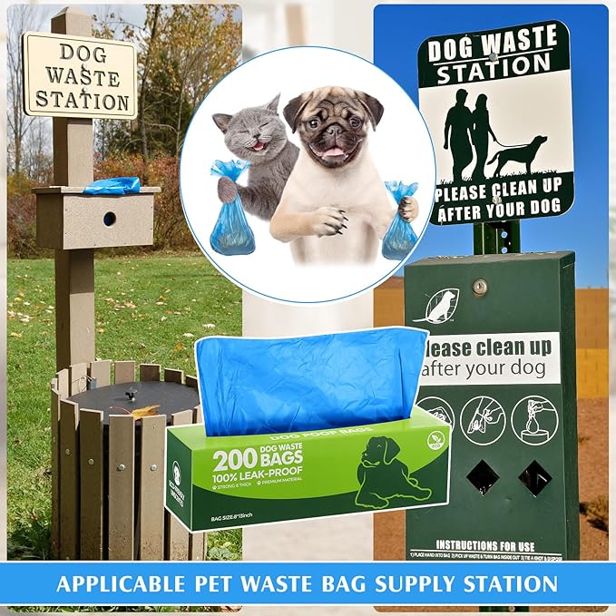Harloon 6000 Counts Dog Poop Waste Bags 30 Rolls Extra Thick Strong Leak PET Proof Bags Disposable Bulk Universal Doggy Roll Waste Box for Puppy Outdoor Walking Travel(Bule,12 x 8 Inches)-Mewly Pet
