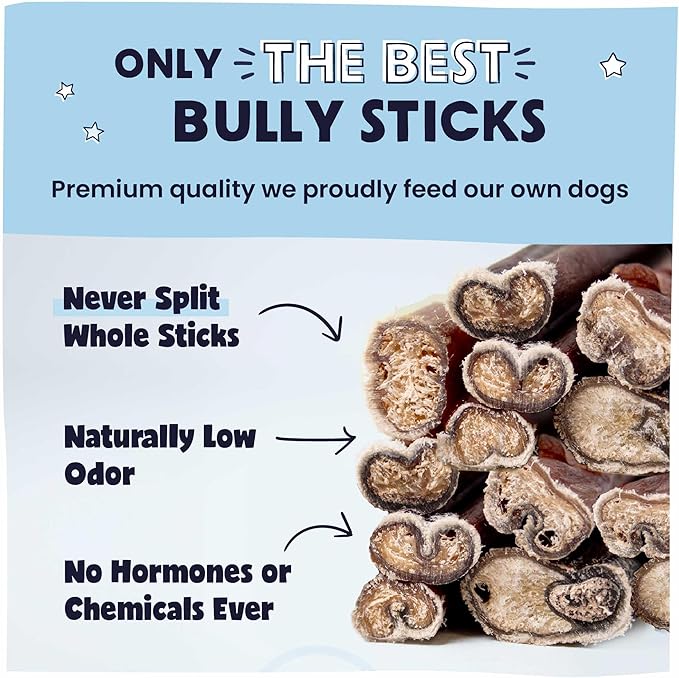 Pawstruck All-Natural 9" Bully Sticks for Dogs - Long Lasting, Rawhide-Free, Low Odor & Grain-Free Dental Chew Treat - Healthy Single Ingredient, 100% Real Beef - 1 lb Bag-Mewly Pet