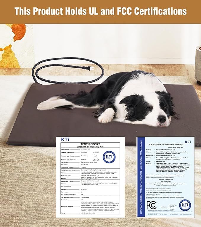 GUTINNEEN Heated Dog House Outdoor with Electric Heating Pad, Insulated Wooden Dog Kennel with 360° Rotating Feeding Bowl, Anti-Chewing Metal Frame, Natural Wood Color-Mewly Pet