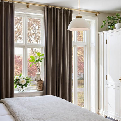 Lazzzy Velvet Blackout Curtains Thermal Insulated Room Window Drapes Super Soft Luxury Curtains for Living Room Bedroom Rod Pocket 2 Panels, Truffle, 52" W x 120" L