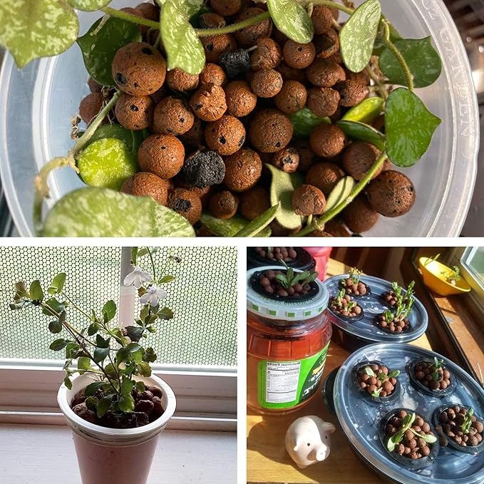 Halatool 2 LB Natural Expanded Clay Pebbles for Plants 4mm-16mm Clay Balls 100% Organic Hydroton Leca Balls for Indoor Plants Hydroponic Growing Gardening Orchids Drainage Decoration Aquaponics-Mewly Pet