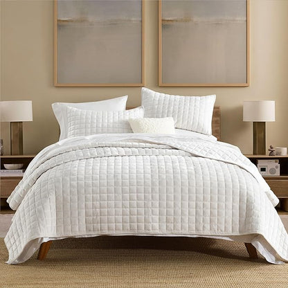 Secgo Queen Comforter Set for Bed - Velvet Quilts Queen Size, Black Bedspreads (90 * 98 Inch) with 2 Pillow Shams, Patchwork Reversible Lightweight Bedding