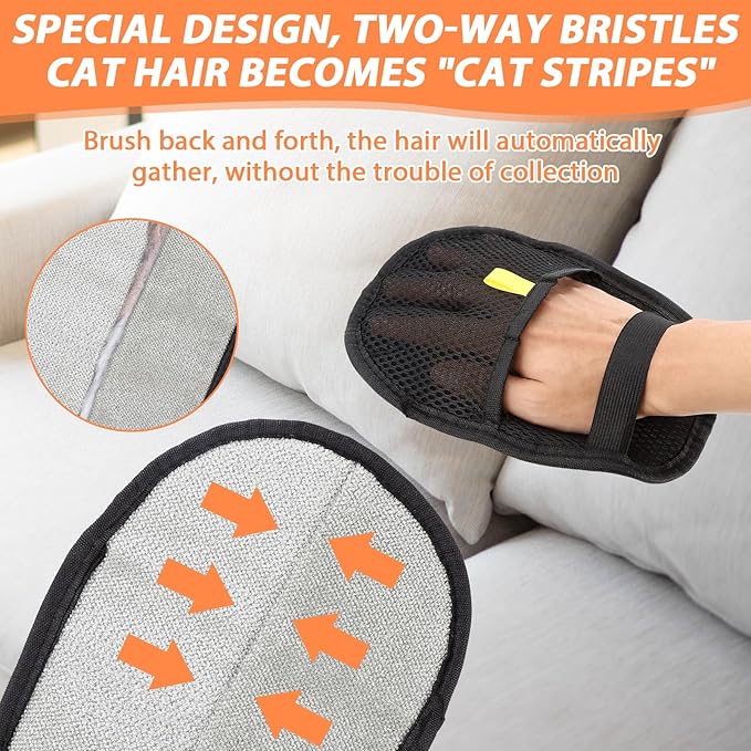 4 Pcs Pet Hair Remover Electrostatic Gloves, Upgrade Static Removal Gloves for Pet Hair, Reusable Multifunctional for Couch, Furniture, Carpet, Car Seat, Massage of Dogs and Cats-Mewly Pet