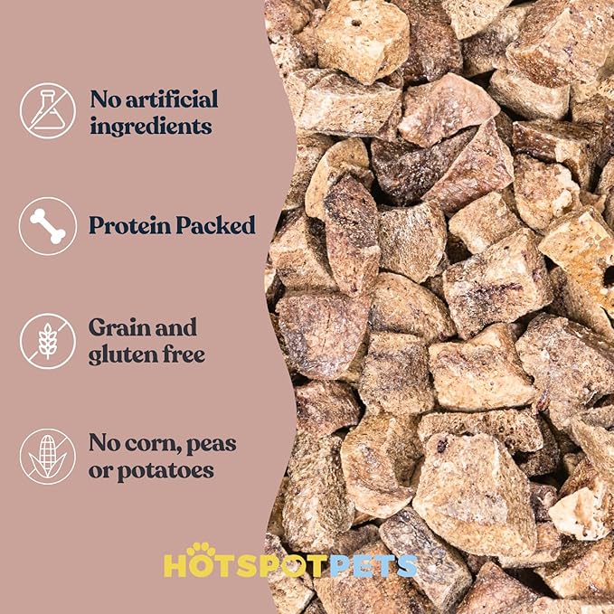 hotspot pets Freeze Dried Pork Liver Treats for Cats & Dogs - Made in USA (1 Pound Value Bag) Single Ingredient, High Protein, All Natural, Grain-Free - Perfect for Training, Topper or Snack-Mewly Pet