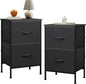 WLIVE Nightstand Set of 2, 2 Drawer Dresser for Bedroom, Small Dresser with 2 Drawers, Bedside Furniture, Night Stand, End Table with Fabric Bins for Bedroom, Dorm, Charcoal Black, Size L